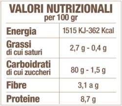 Tabella nutrizionale mais giallo antico